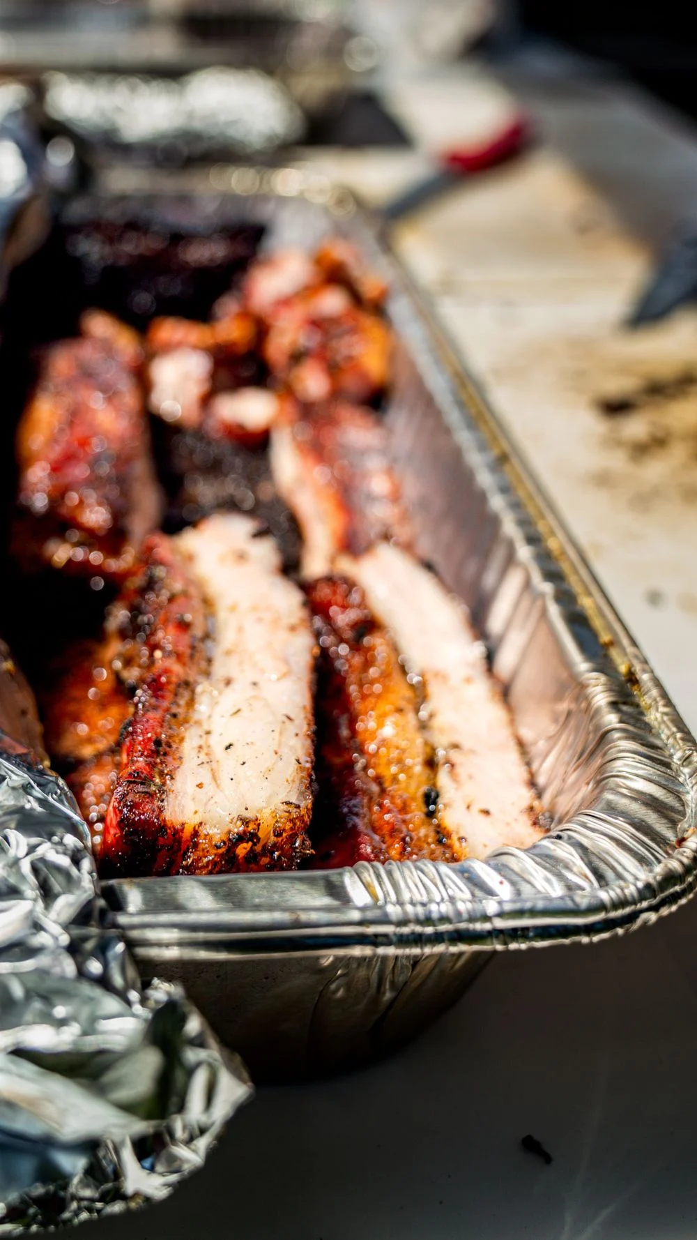 Barbecue food detail photographed during an event