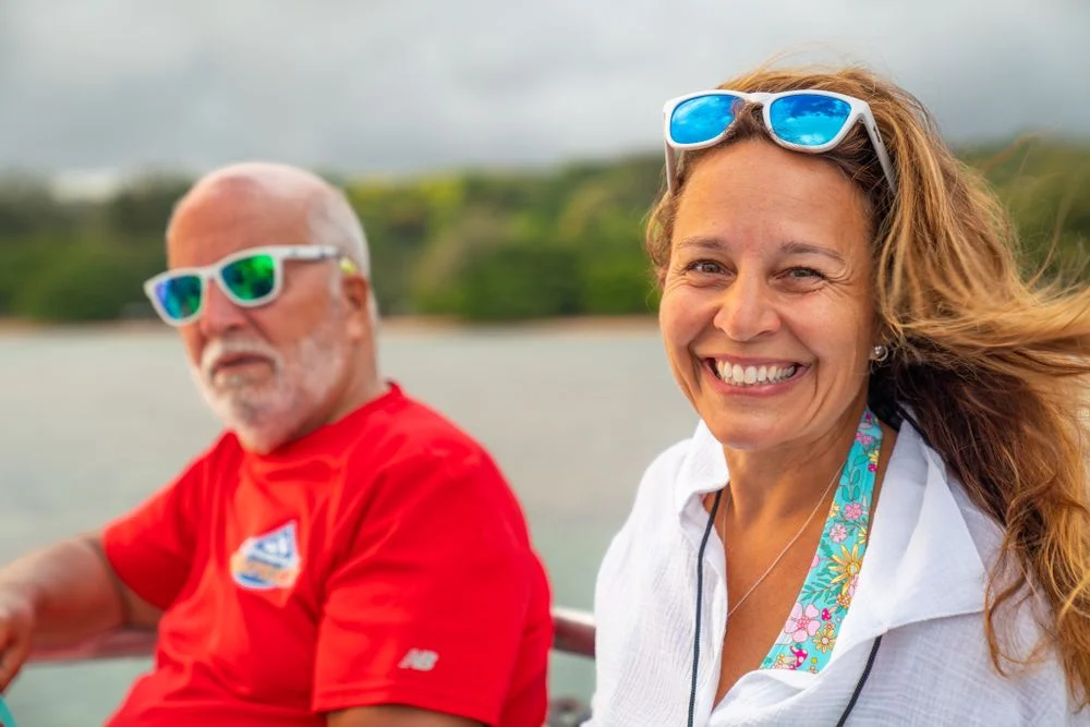 Candid travel portrait on a boat